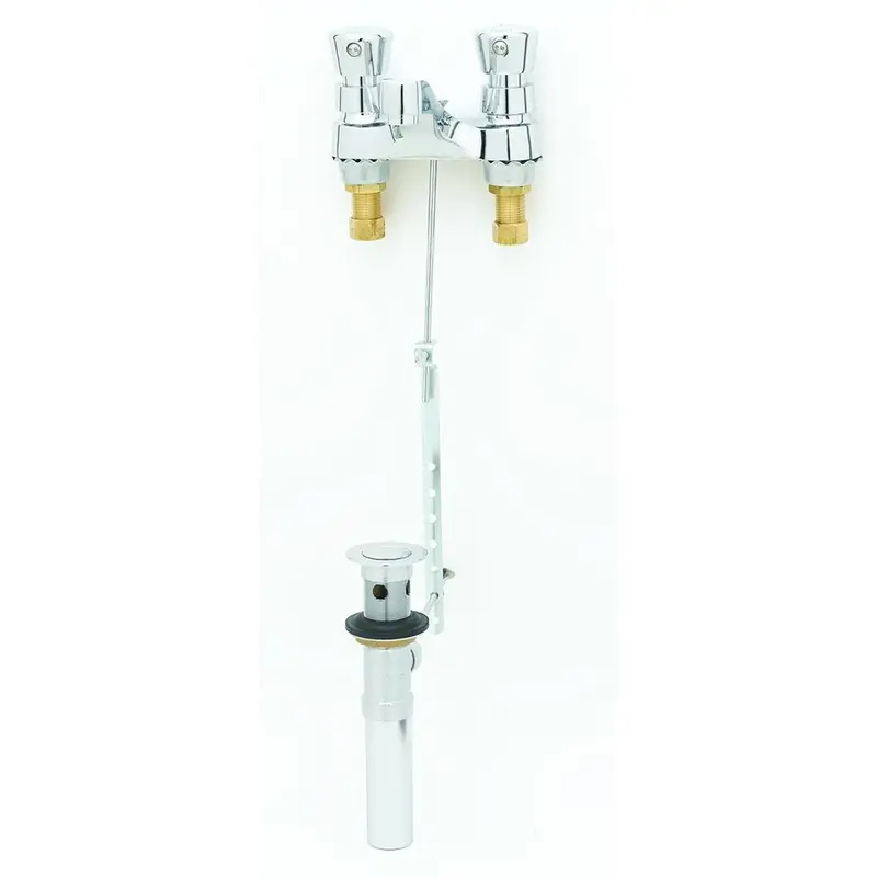 T&S Brass B-0830 Deck-Mount Metering Lavatory Faucet – Slow-Closing, Pop-Up Included 1