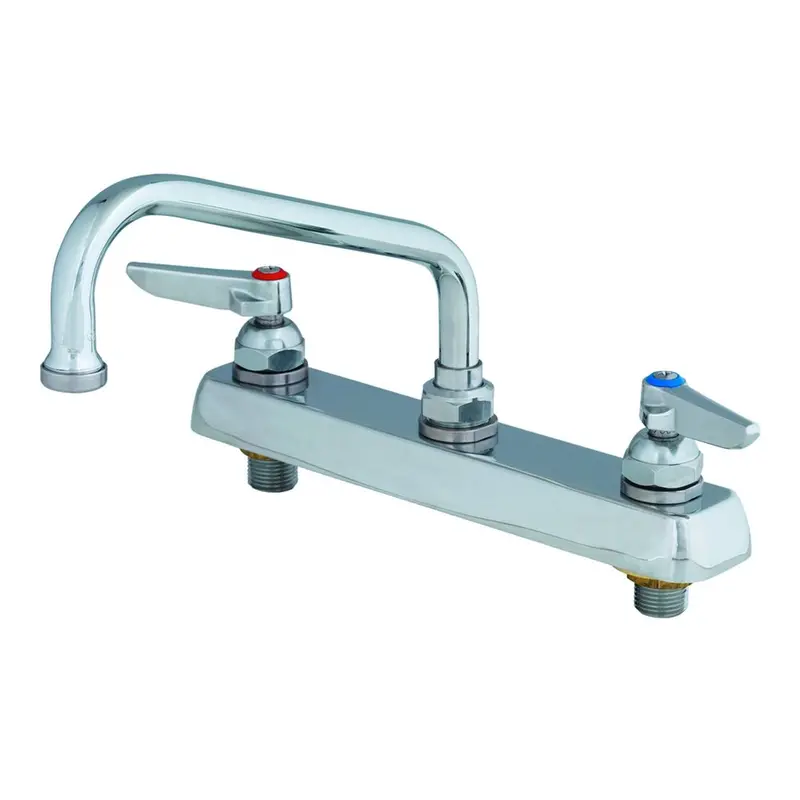 T&S Brass B-1121 Deck-Mounted Workboard Faucet – 8" Centers, 8" Swivel Nozzle 1