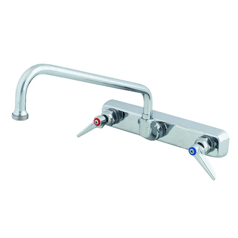 T&S Brass B-1128 Wall-Mounted Workboard Faucet – 8" Centers With 12" Swivel Nozzle 1