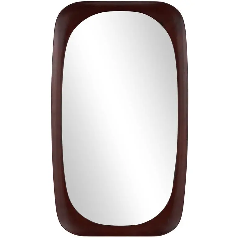 Warm Brown Wooden Oval Wall Mirror For Contemporary Spaces 1