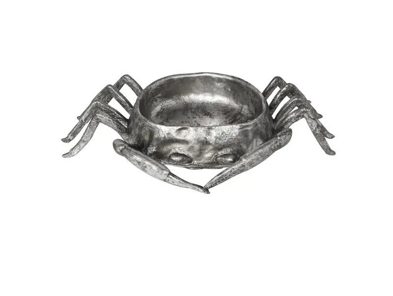 Weathered Silver Polystone Crab Decorative Bowl – 30" L X 17" W X 6" H 1