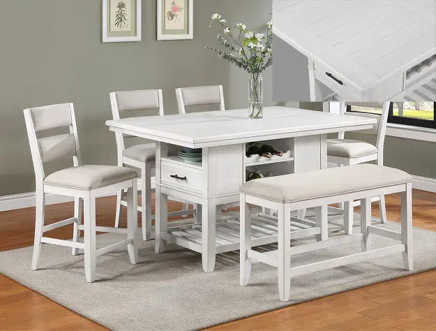 Wendy 6-Piece Counter Height Dining Set – Modern Farmhouse Style 1