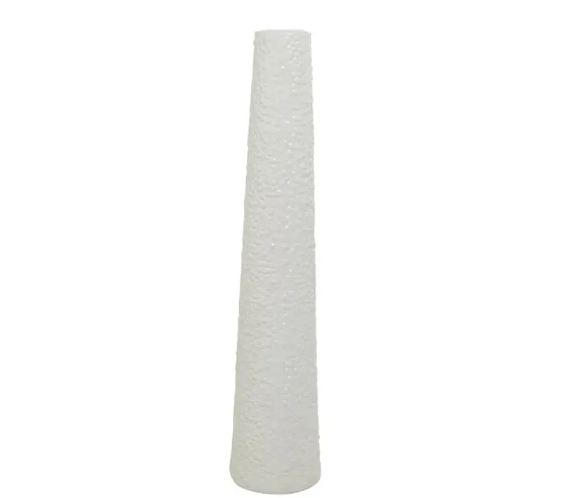 White Ceramic Tall Vase With Textured Bubble Finish – 8" X 8" X 39" 1