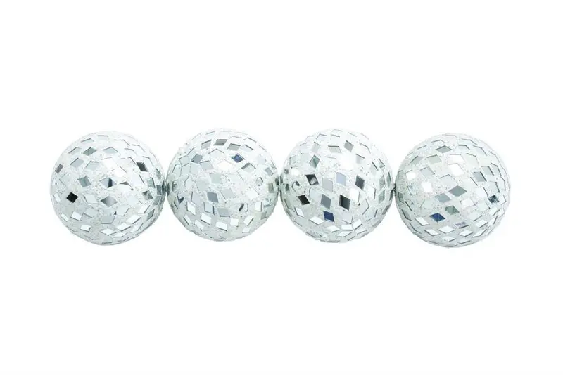 White Handcrafted Glass Mosaic Orbs – Elegant Vase Accent Pieces 1