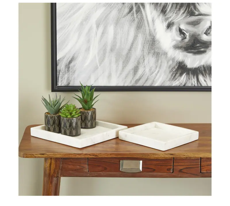 White Marble Serving Tray With Elevated Border 1