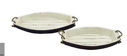 White Nautical-Themed Sailboat Tray With Rope Handles 1