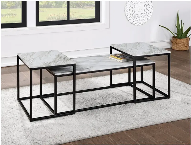 White Nesting Table Set – Three-Piece Space-Saving Design 1