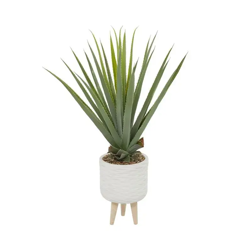 White Plastic Modern Agave Artificial Plant 1