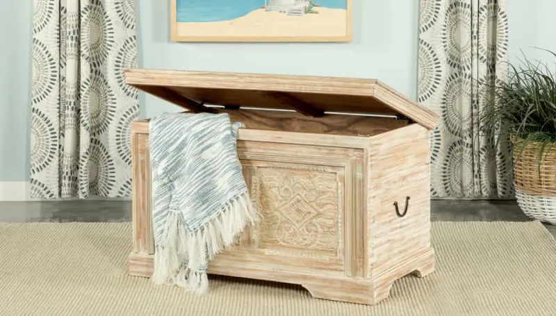 White-Washed And Black Rectangular Storage Trunk 1