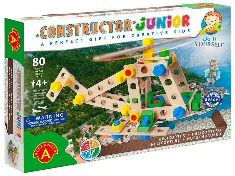 Wooden Helicopter Model Kit – 80-Piece Creative Building Set 1