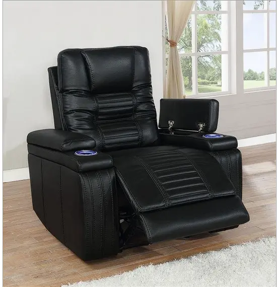 Zane Black Power Recliner In Premium Performance Leatherette 1