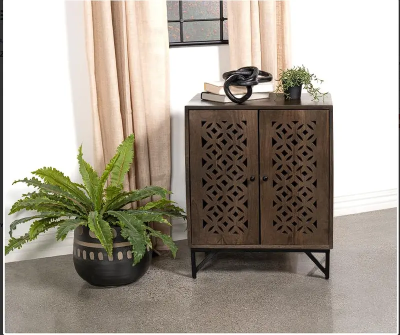 Zaria Brown Wooden 2-Door Accent Cabinet 1